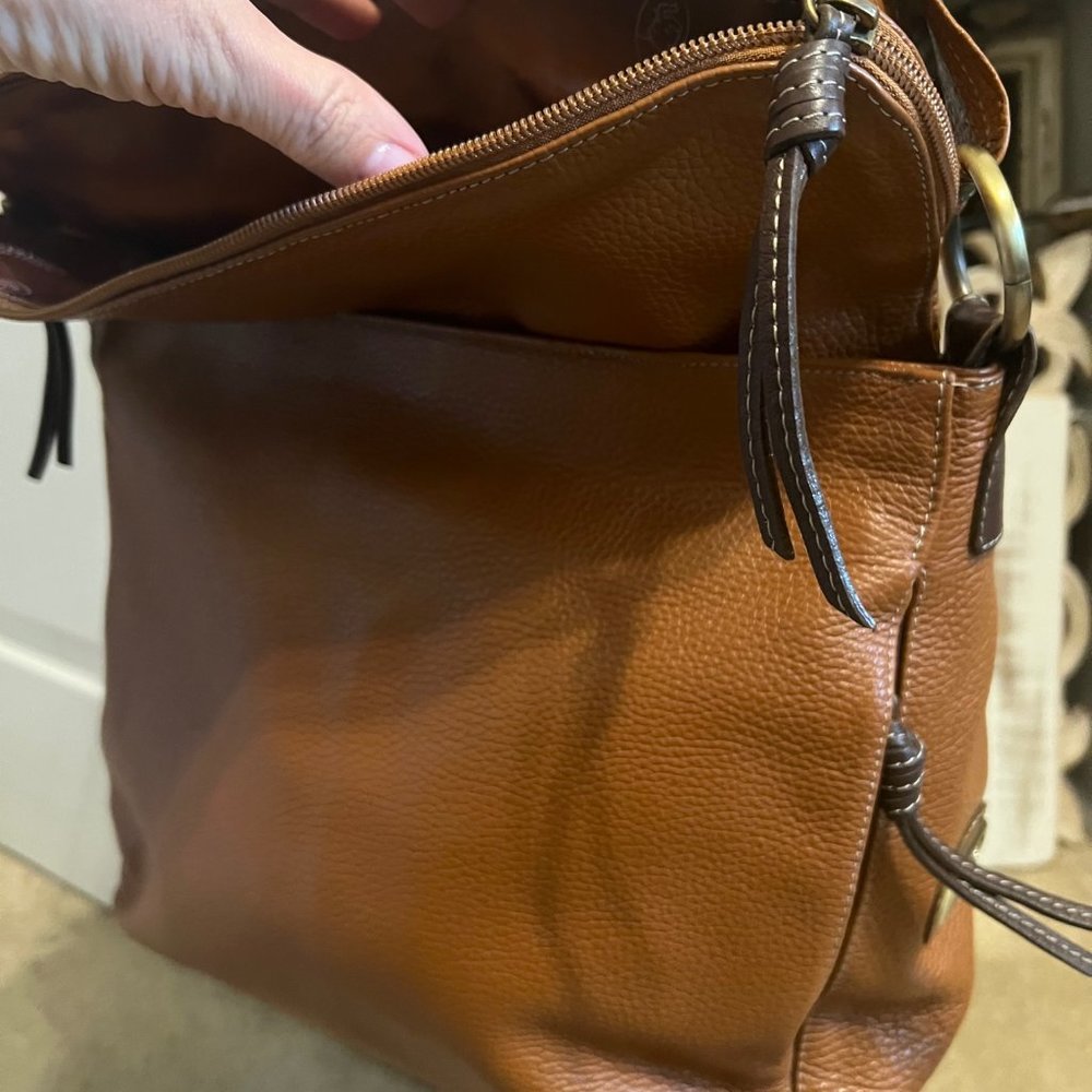 Vera Pelle Avorio-Large Leather Italian Leather Purse-Shoulder Bag-Tan/Brown - Picture 3 of 6